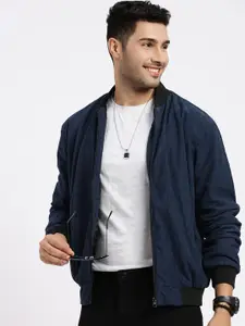 SHOWOFF Men Self Design Corduroy Bomber Jacket
