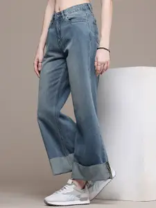 The Roadster Life Co. Women Wide Leg High-Rise Heavy Fade Jeans