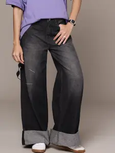 The Roadster Life Co. Women Pure Cotton Wide Leg High-Rise Light Fade Jeans