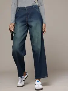 The Roadster Life CO. Women Skater Fit Heavy Fade Pure Cotton Jeans