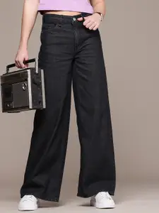 The Roadster Life Co. Women Baggy Wide Leg Dark Shade Pure Cotton Jeans