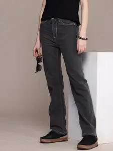 The Roadster Life Co. Women Straight Fit High-Rise Light Fade Stretchable Jeans