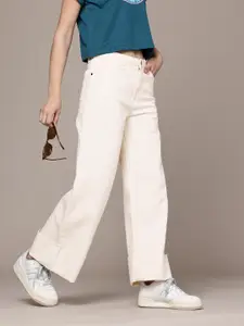 The Roadster Life Co. Women Pure Cotton Wide Leg High-Rise Jeans