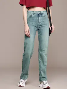 The Roadster Life Co. Women Straight Fit High-Rise Light Fade Stretchable Jeans