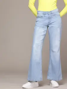 The Roadster Life Co. Women Slim Flared Heavy Fade Pure Cotton Jeans