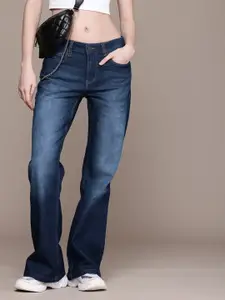 The Roadster Life Co. Women Slim Flare Fit Low-Rise Heavy Fade Stretchable Jeans