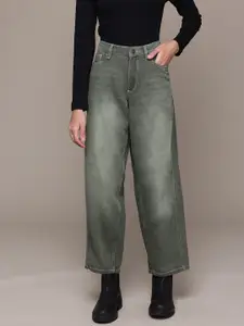 The Roadster Life Co. Women Pure Cotton Skater Fit High-Rise Light Fade Jeans