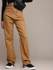 The Roadster Life Co. Women Straight Fit High-Rise Stretchable Jeans
