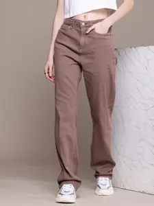 The Roadster Life Co. Women Straight Fit High-Rise Stretchable Jeans