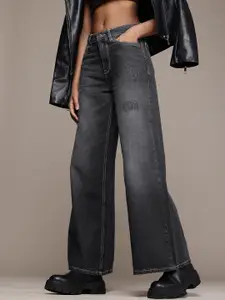 The Roadster Life Co. Women Wide Leg High-Rise Light Fade Pure Cotton Jeans