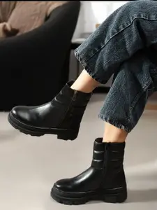 Carlton London Women Round Toe Block Heel Chunky Boots