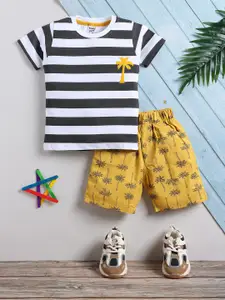 Toonyport Boys Striped Pure Cotton T-shirt with Shorts