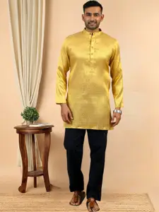 TATTVA Woven Design Band Collar Straight Kurta