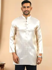 TATTVA Woven Design Band Collar Straight Kurta