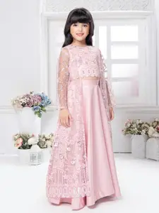 Tiny Kingdom Girls Embroidered Sequinned Ready to Wear Lehenga Choli with Long Jacket