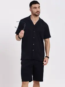 SHOWOFF Cuban Collar Short Sleeves Shirt With Short