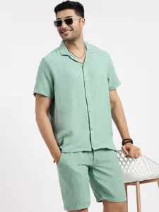 SHOWOFF  Cuban Collar Shirt With Short