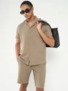 SHOWOFF Cuban Collar Short Sleeves Shirt With Shorts