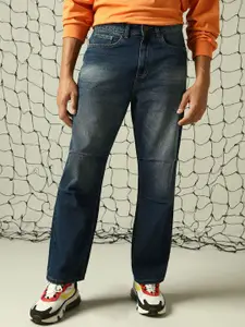 Hubberholme Men Loose Relaxed Baggy Fit Mildly Parachute Detail Faded Jeans