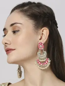 OOMPH Floral Kundan Chandbalis Earrings