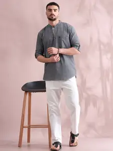 FILORI STUDIO Men Textured Pure Cotton Short Kurta