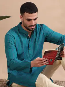 FILORI STUDIO Men Striped Pure Cotton Straight Kurta