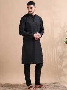 FILORI STUDIO Men Leaf Woven Design Cotton Jacquard Long Kurta