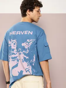 Kook N Keech Men Printed Drop-Shoulder Sleeves Oversized T-shirt With Pocket Detail