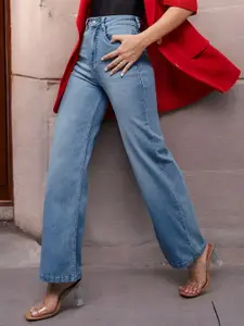 Miss Chase Women Wide-Leg High-Rise Regular-Length Stretchable Shaping Denim Jeans