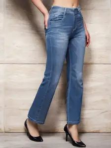 Miss Chase Women Bootcut Mid Rise Regular Length Blast Effect Light Weight Denim Jeans