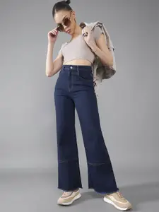 DOLCE CRUDO Wide Leg High Rise Clean Look Regular-Length Stretchable Denim Jeans