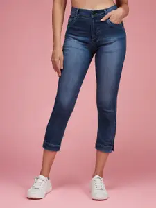 DressBerry Skinny Fit High Rise Ankle Length Acid Wash Blast Effect Stretchable Jeans