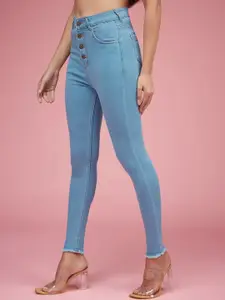 DressBerry Women Skinny High Rise Clean Look Detailing Stretchable Denim Jeans