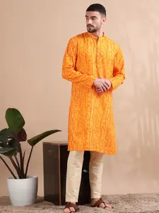 FILORI STUDIO Men Bandhani Printed Flared Sleeves Kurta