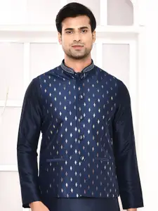 MAAHI FABS Mandarin Collar Regular Kurta With Churidar With Geometric Printed Nehru Jacket