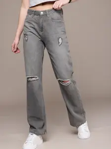 The Roadster Life Co. Women Straight Fit High-Rise Light Fade Jeans