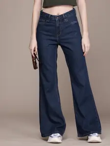 The Roadster Life Co. Women Pure Cotton Slim Flared High-Rise Jeans