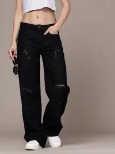 The Roadster Life Co. Women Pure Cotton 90's Baggy Fit Low-Rise Low Distress Jeans