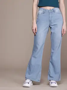 The Roadster Life Co. Women Slim Flared Fit High Rise Light Fade Pure Cotton Jeans