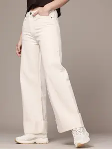 The Roadster Life Co. Women Wide Leg High-Rise Pure Cotton Jeans