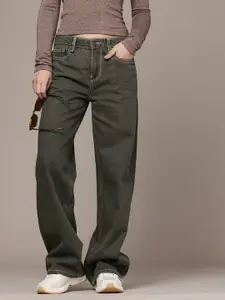 The Roadster Life Co. Women Pure Cotton 90's Baggy Fit Low-Rise Jeans