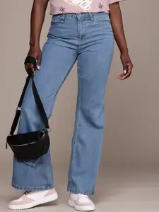 The Roadster Life Co. Women Pure Cotton Slim Flared High-Rise Jeans