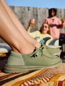 HEYDUDE Women Wendy Funk Mono Woven Design Slip-on Stretch-Lace Loafers