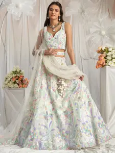 panchhi Embroidered Sequinned Net Semi Stitched Lehenga & Unstitched Blouse With Dupatta