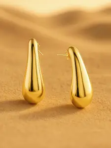 Rubans 18K Gold Plated Stainless Steel Tarnish-Free Demi-Fine Sculptural Drop Earrings