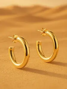 Rubans 18 K Gold Plated Stainless Steel Waterproof Demi-Fine Curve Hoop Earring