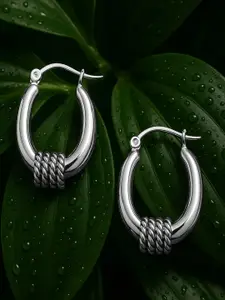 Rubans Rhodium-Plated Stainless Steel Tarnish-Free Waterproof Demi-Fine Hoop Earrings