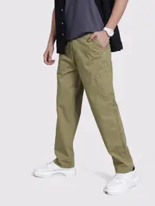 The Roadster Life Co. Men Straight Fit Pure Cotton Cargos