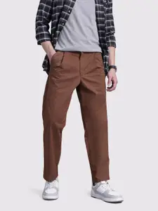 The Roadster Life Co. Men Relaxed Fit Pure Cotton Pleated Chinos