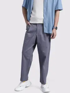 The Roadster Life Co. Men Pleated Pure Cotton Relaxed Fit Chinos
